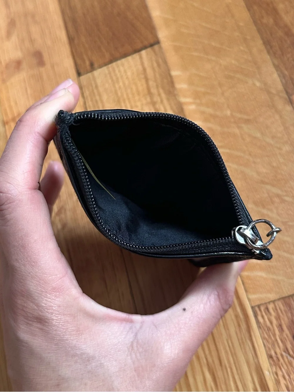 Coach Signature Zip Card Case in Black and Gray